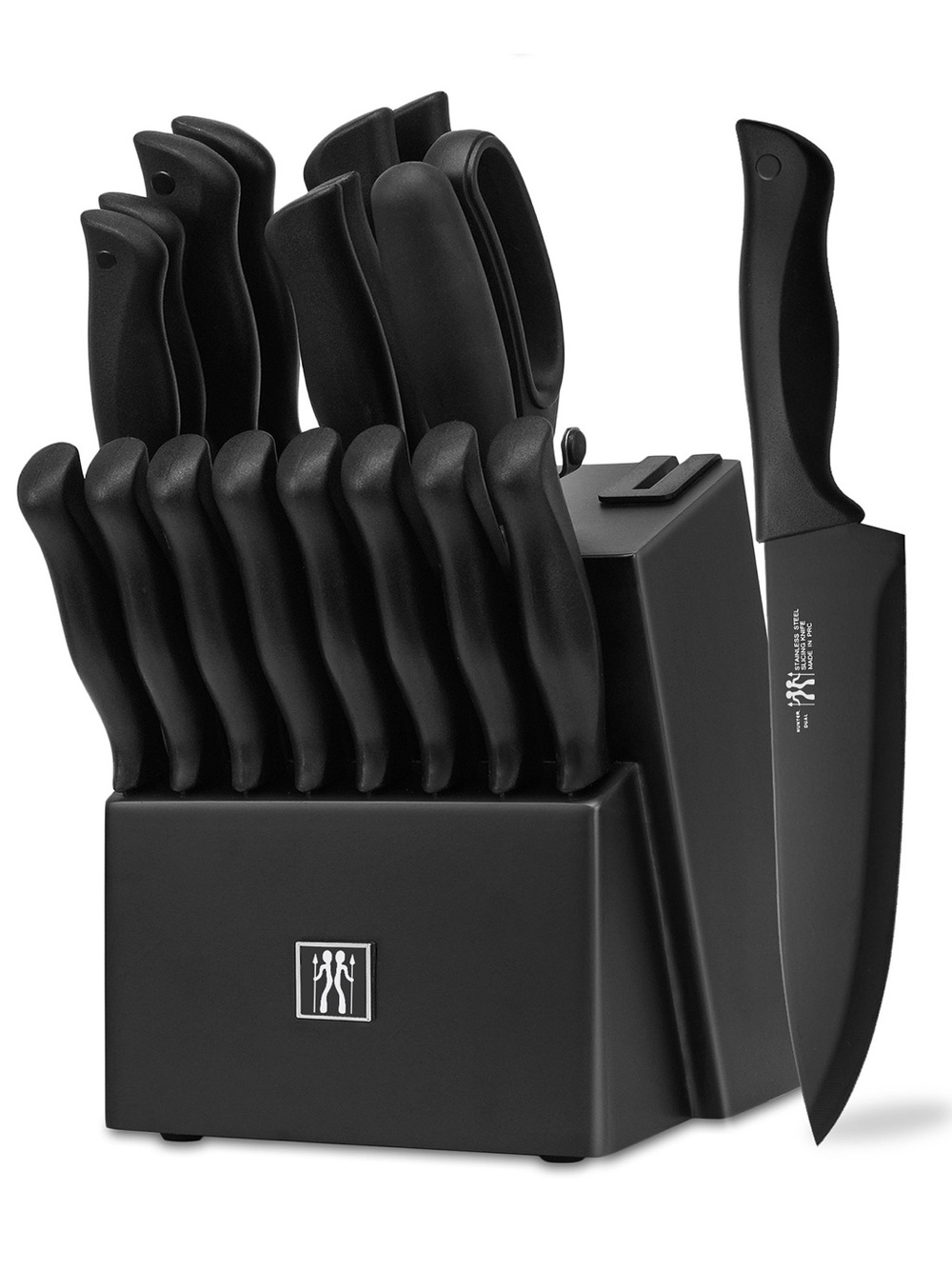 Hunter.Dual 19-piece German high carbon stainless steel knives set black